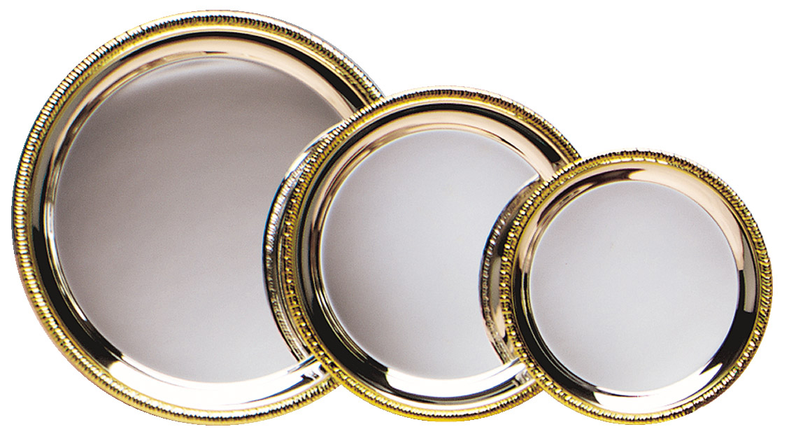 Engraved Silver Plated Trays with Gold Trim